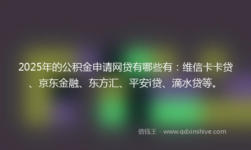 2025年的公积金申请网贷有哪些有：维信卡卡贷、京东金融、东方汇、平安i贷、滴水贷等。
