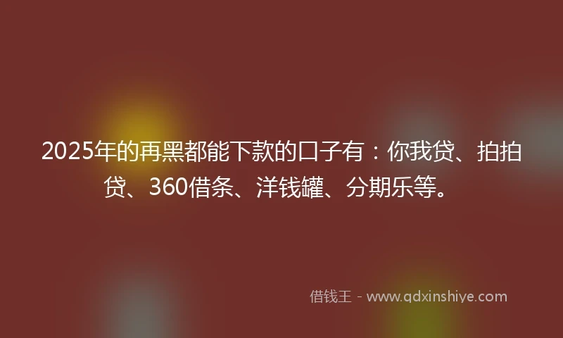 2025年的再黑都能下款的口子有：你我贷、拍拍贷、360借条、洋钱罐、分期乐等。