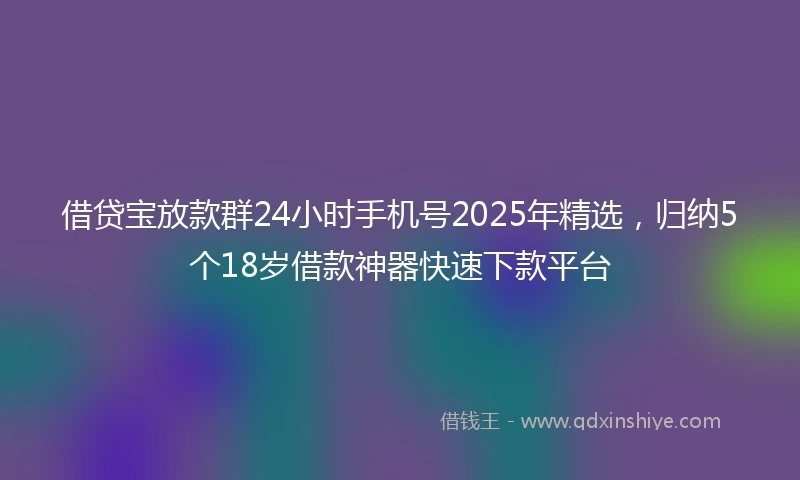 借贷宝放款群24小时手机号2025年精选，归纳5个18岁借款神器快速下款平台