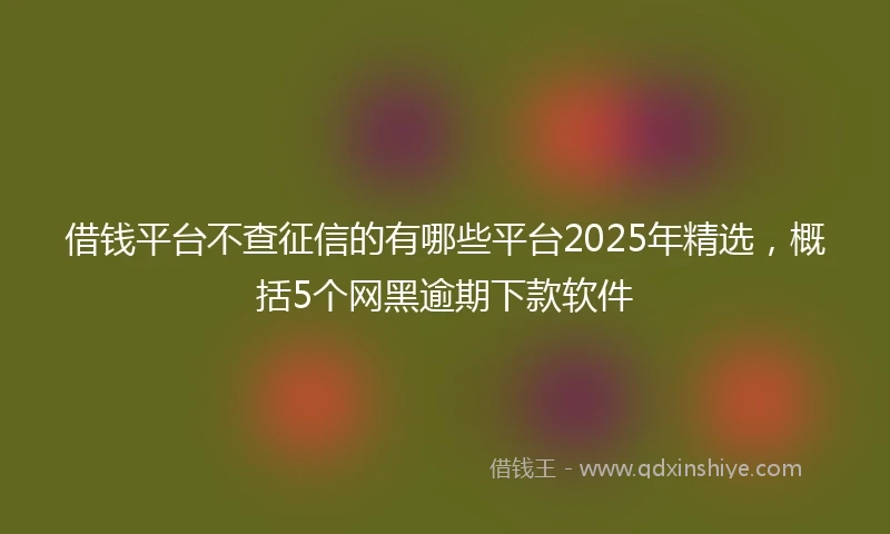 借钱平台不查征信的有哪些平台2025年精选，概括5个网黑逾期下款软件