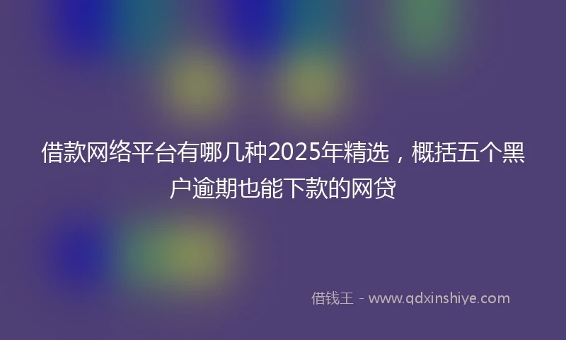 借款网络平台有哪几种2025年精选，概括五个黑户逾期也能下款的网贷