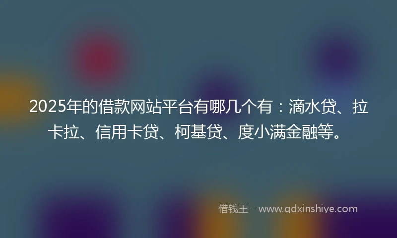 2025年的借款网站平台有哪几个有：滴水贷、拉卡拉、信用卡贷、柯基贷、度小满金融等。