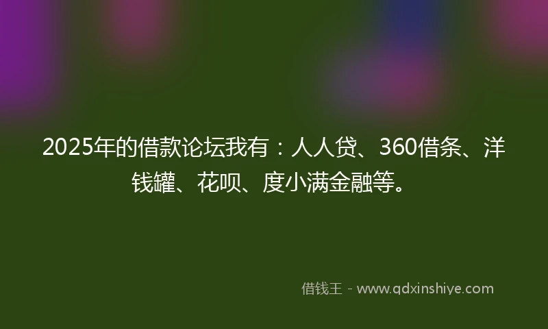2025年的借款论坛我有：人人贷、360借条、洋钱罐、花呗、度小满金融等。
