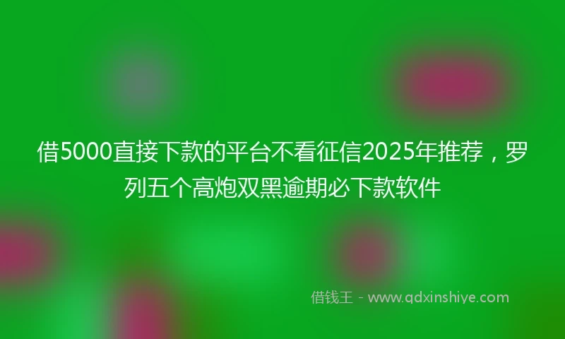 借5000直接下款的平台不看征信2025年推荐，罗列五个高炮双黑逾期必下款软件