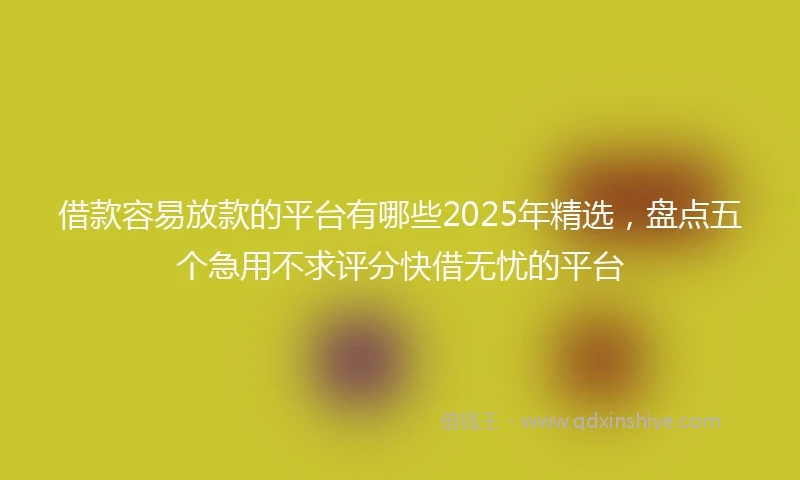 借款容易放款的平台有哪些2025年精选，盘点五个急用不求评分快借无忧的平台