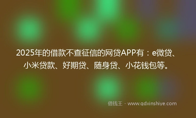2025年的借款不查征信的网贷APP有：e微贷、小米贷款、好期贷、随身贷、小花钱包等。