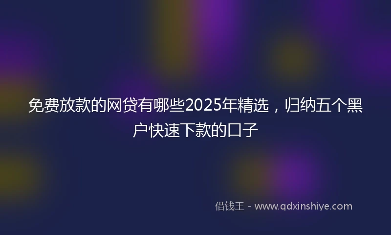 免费放款的网贷有哪些2025年精选，归纳五个黑户快速下款的口子