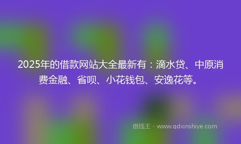 2025年的借款网站大全最新有：滴水贷、中原消费金融、省呗、小花钱包、安逸花等。