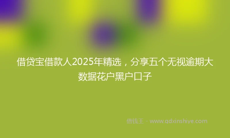 借贷宝借款人2025年精选，分享五个无视逾期大数据花户黑户口子