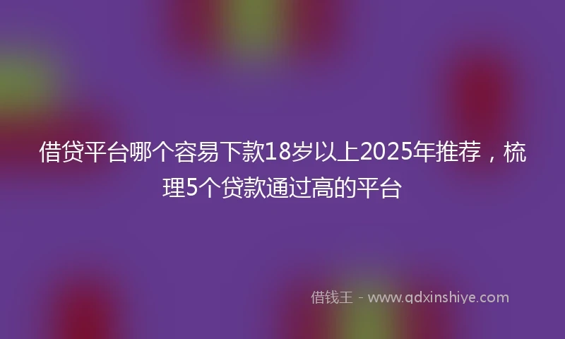 借贷平台哪个容易下款18岁以上2025年推荐，梳理5个贷款通过高的平台