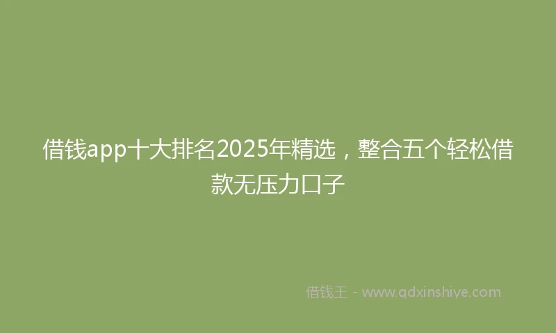 借钱app十大排名2025年精选，整合五个轻松借款无压力口子