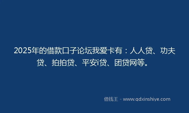 2025年的借款口子论坛我爱卡有：人人贷、功夫贷、拍拍贷、平安i贷、团贷网等。
