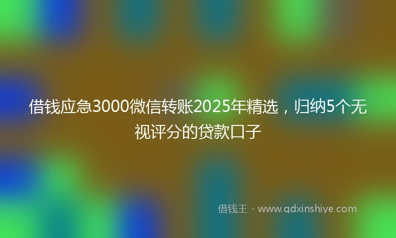 借钱应急3000微信转账2025年精选，归纳5个无视评分的贷款口子