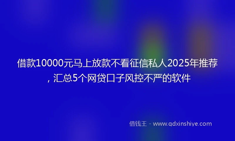 借款10000元马上放款不看征信私人2025年推荐，汇总5个网贷口子风控不严的软件