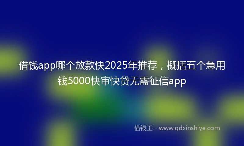 借钱app哪个放款快2025年推荐，概括五个急用钱5000快审快贷无需征信app