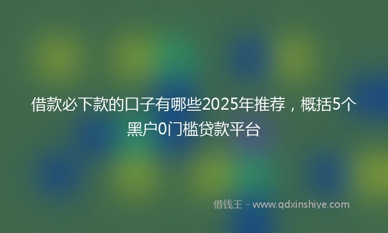 借款必下款的口子有哪些2025年推荐，概括5个黑户0门槛贷款平台
