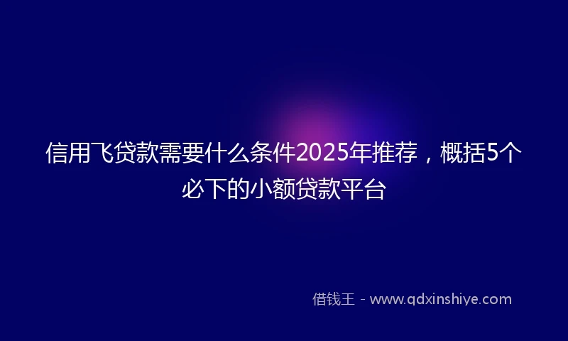 信用飞贷款需要什么条件2025年推荐，概括5个必下的小额贷款平台