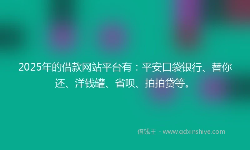 2025年的借款网站平台有：平安口袋银行、替你还、洋钱罐、省呗、拍拍贷等。