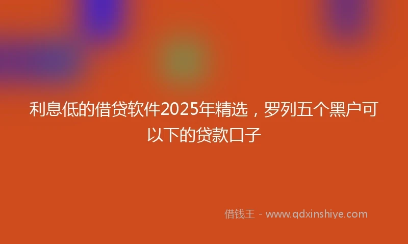 利息低的借贷软件2025年精选，罗列五个黑户可以下的贷款口子