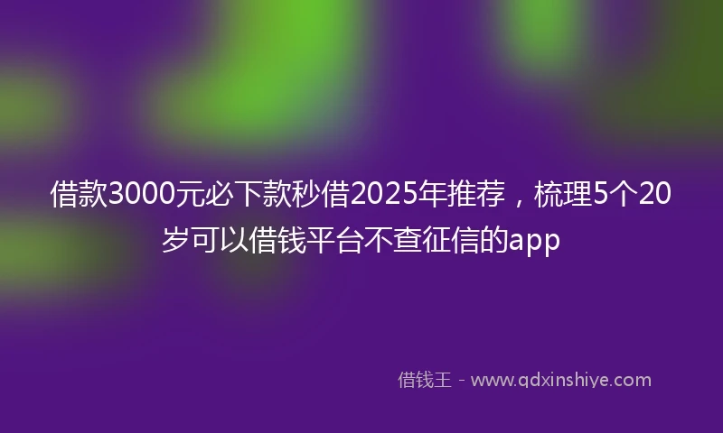 借款3000元必下款秒借2025年推荐，梳理5个20岁可以借钱平台不查征信的app