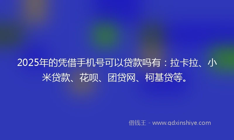 2025年的凭借手机号可以贷款吗有：拉卡拉、小米贷款、花呗、团贷网、柯基贷等。