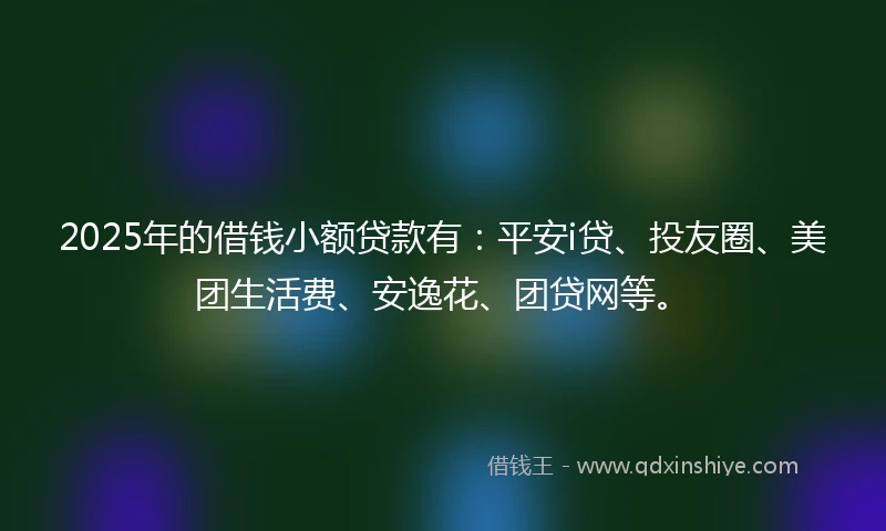 2025年的借钱小额贷款有：平安i贷、投友圈、美团生活费、安逸花、团贷网等。
