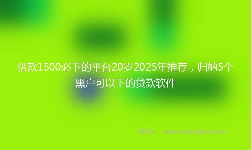 借款1500必下的平台20岁2025年推荐，归纳5个黑户可以下的贷款软件