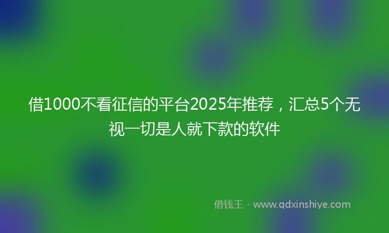 借1000不看征信的平台2025年推荐，汇总5个无视一切是人就下款的软件