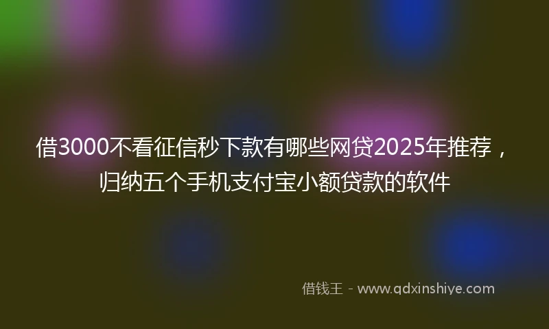 借3000不看征信秒下款有哪些网贷2025年推荐,归纳五个手机支付宝小额贷款的软件