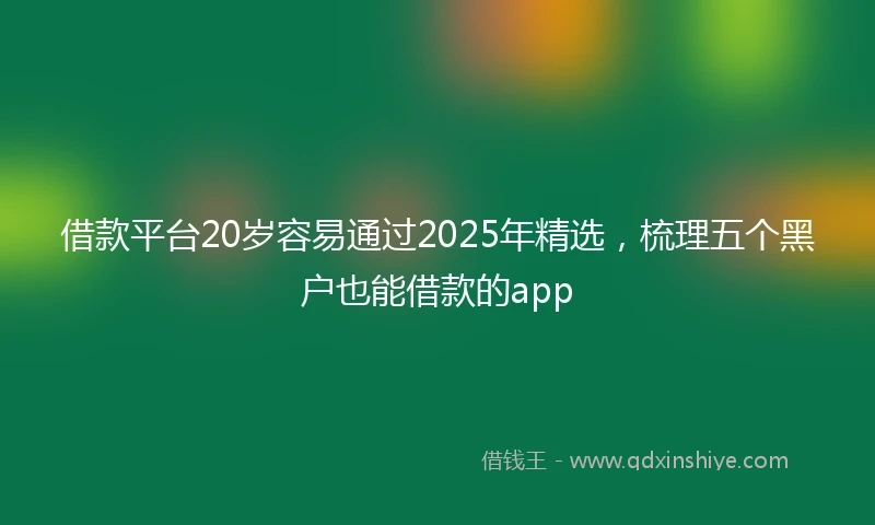 借款平台20岁容易通过2025年精选，梳理五个黑户也能借款的app