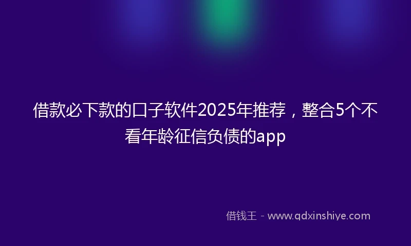 借款必下款的口子软件2025年推荐，整合5个不看年龄征信负债的app