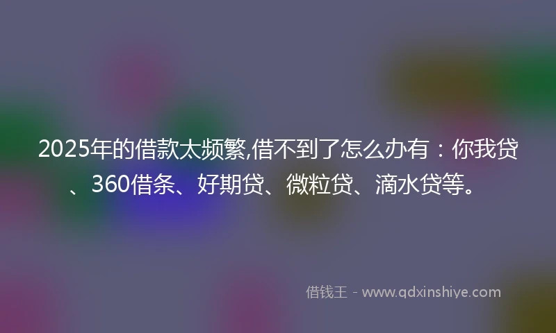 2025年的借款太频繁,借不到了怎么办有：你我贷、360借条、好期贷、微粒贷、滴水贷等。
