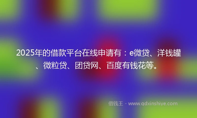 2025年的借款平台在线申请有：e微贷、洋钱罐、微粒贷、团贷网、百度有钱花等。