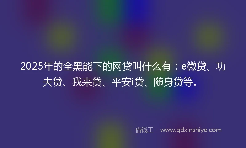 2025年的全黑能下的网贷叫什么有：e微贷、功夫贷、我来贷、平安i贷、随身贷等。
