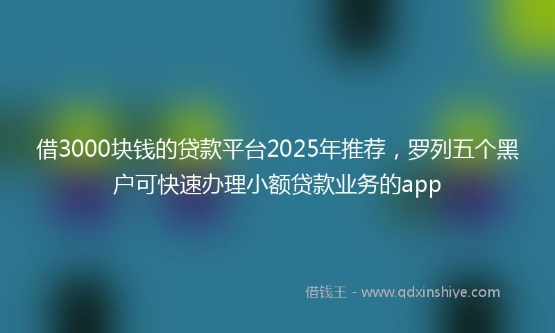 借3000块钱的贷款平台2025年推荐，罗列五个黑户可快速办理小额贷款业务的app
