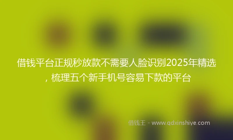 借钱平台正规秒放款不需要人脸识别2025年精选，梳理五个新手机号容易下款的平台