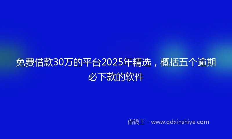 免费借款30万的平台2025年精选，概括五个逾期必下款的软件