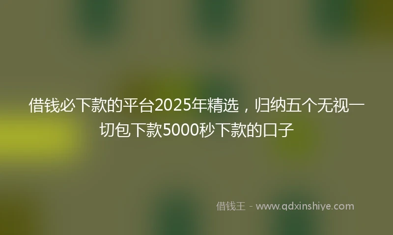 借钱必下款的平台2025年精选，归纳五个无视一切包下款5000秒下款的口子