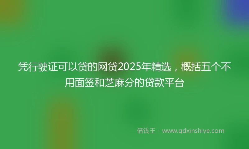 凭行驶证可以贷的网贷2025年精选，概括五个不用面签和芝麻分的贷款平台