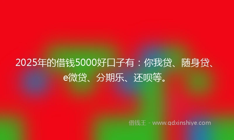 2025年的借钱5000好口子有：你我贷、随身贷、e微贷、分期乐、还呗等。