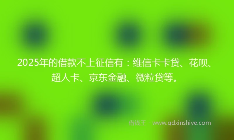 2025年的借款不上征信有：维信卡卡贷、花呗、超人卡、京东金融、微粒贷等。