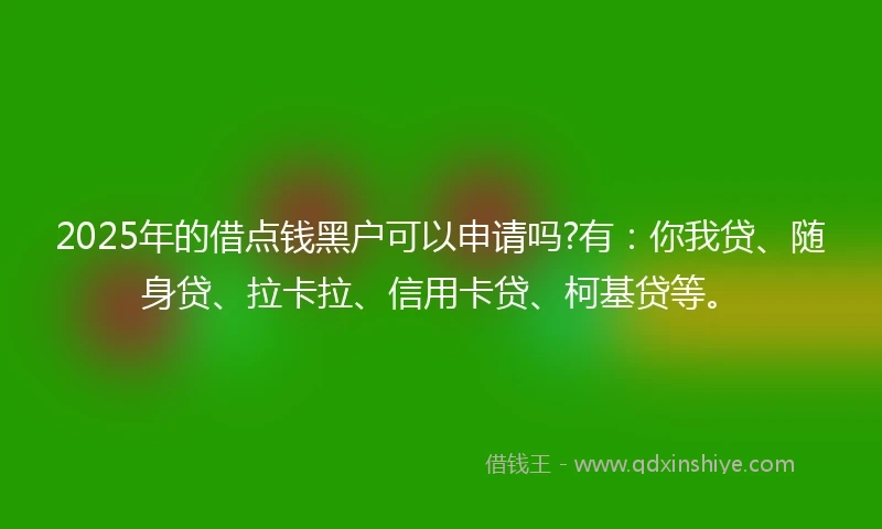 2025年的借点钱黑户可以申请吗?有：你我贷、随身贷、拉卡拉、信用卡贷、柯基贷等。