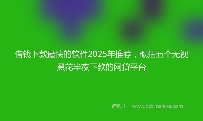 借钱下款最快的软件2025年推荐，概括五个无视黑花半夜下款的网贷平台