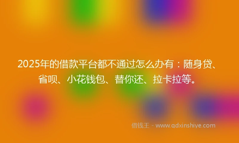 2025年的借款平台都不通过怎么办有：随身贷、省呗、小花钱包、替你还、拉卡拉等。