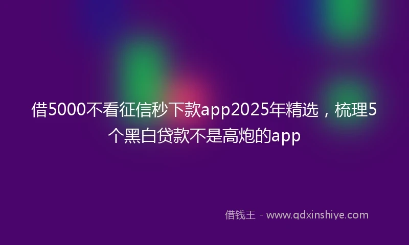 借5000不看征信秒下款app2025年精选，梳理5个黑白贷款不是高炮的app
