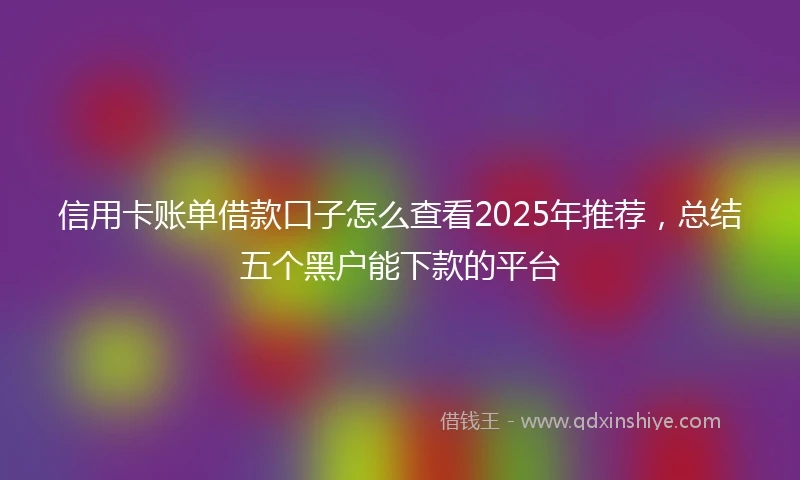 信用卡账单借款口子怎么查看2025年推荐,总结五个黑户能下款的平台