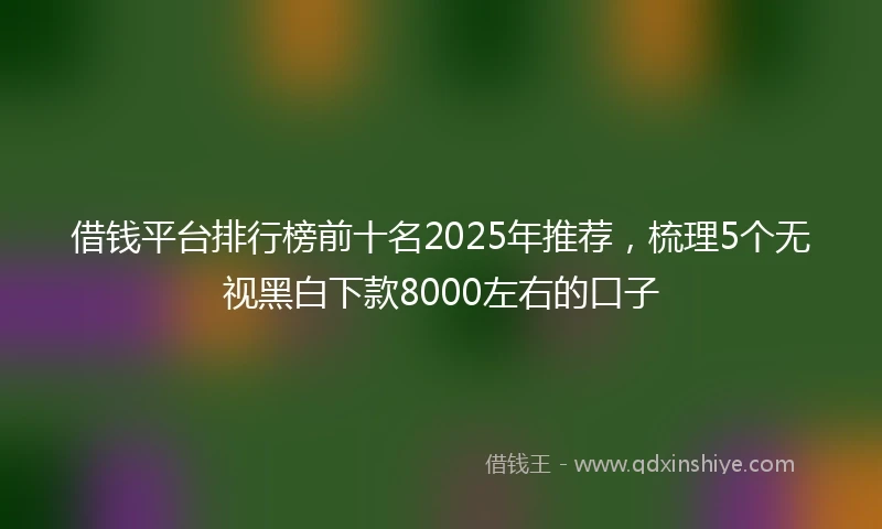 借钱平台排行榜前十名2025年推荐，梳理5个无视黑白下款8000左右的口子