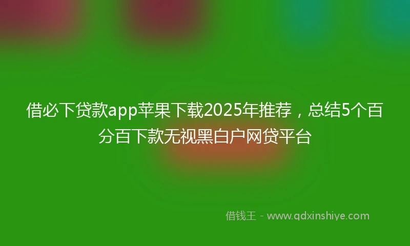 借必下贷款app苹果下载2025年推荐，总结5个百分百下款无视黑白户网贷平台