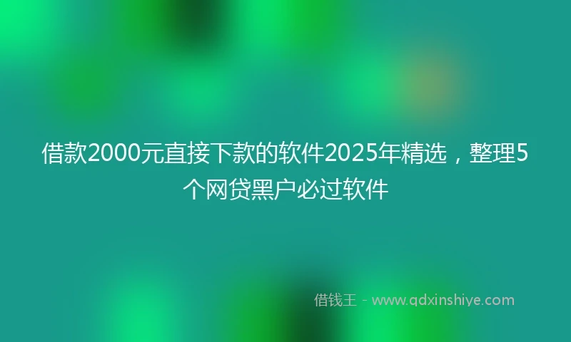 借款2000元直接下款的软件2025年精选，整理5个网贷黑户必过软件