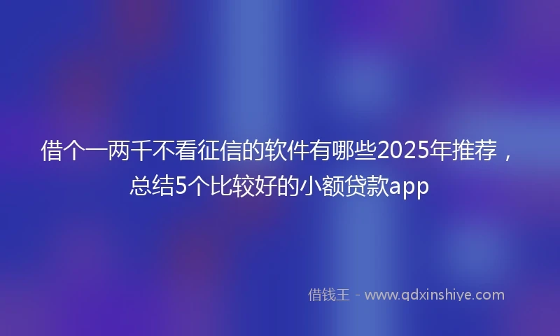 借个一两千不看征信的软件有哪些2025年推荐，总结5个比较好的小额贷款app